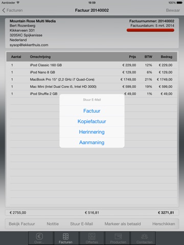Facturama voor iPad screenshot 4