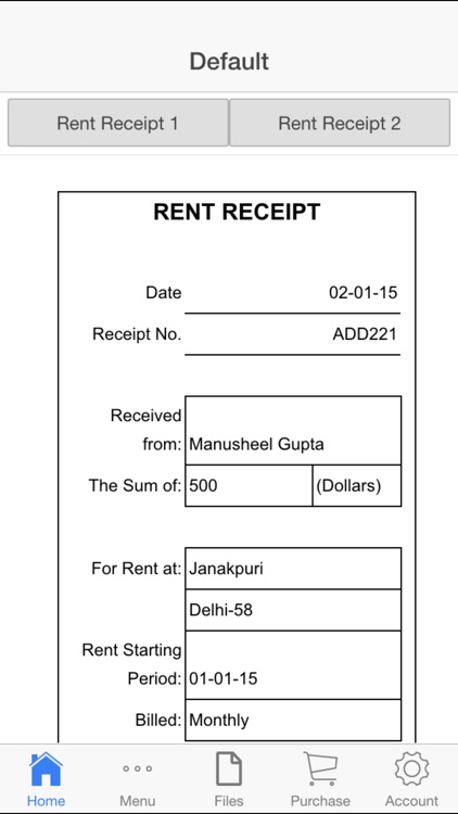 Rent Receipt