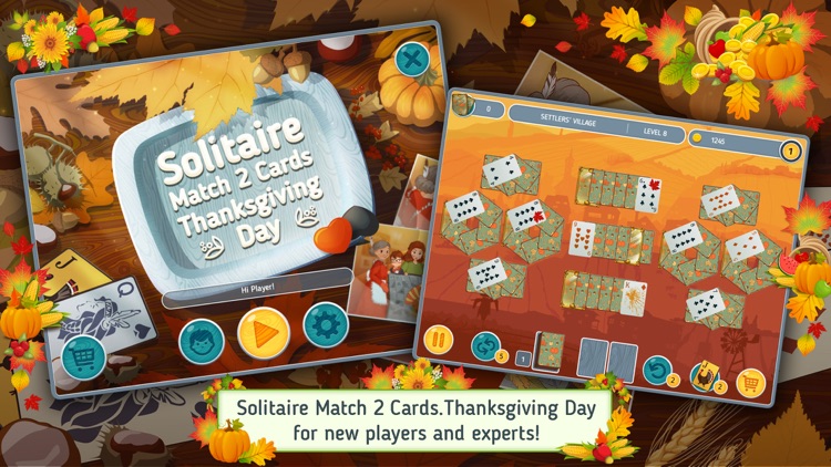 Solitaire Match 2 Cards Free. Thanksgiving Day Card Game