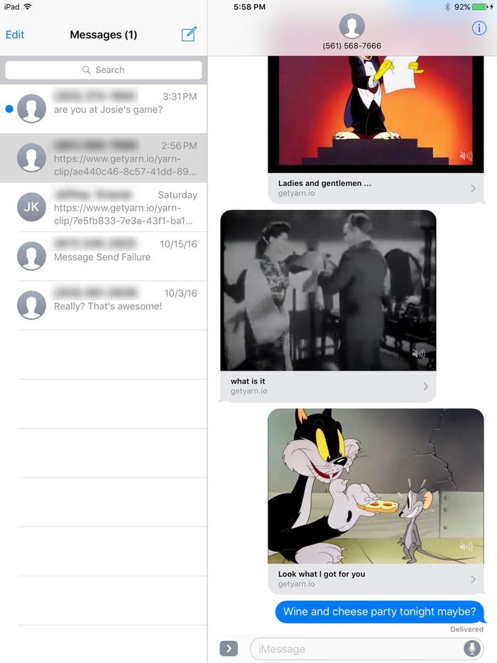 YARN messages - with tv and movie video clips