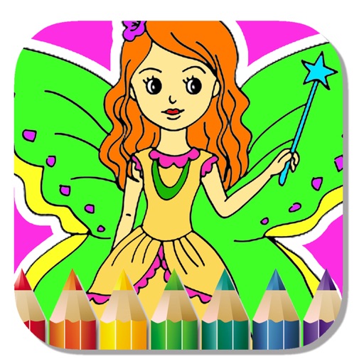 Kids Fairy Coloring Page Game Princess Version Icon