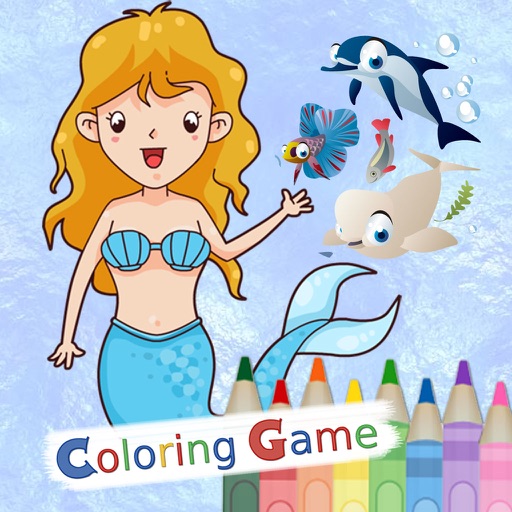 Coloring Book Education Game Kids For Little Mermaid Icon