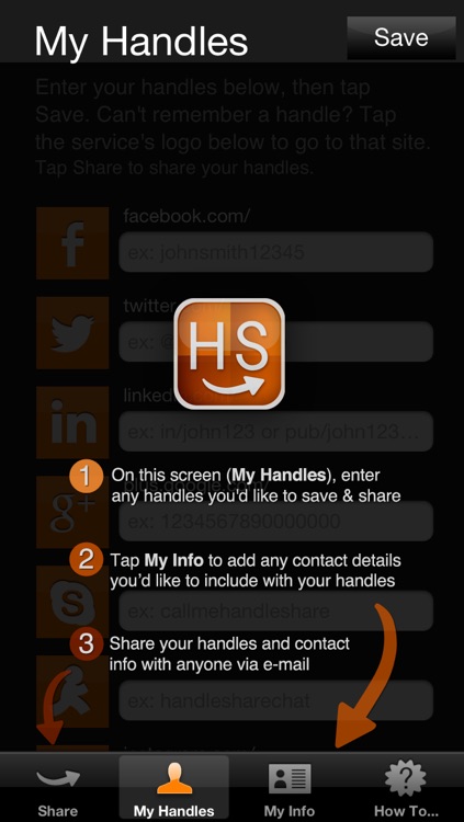 HandleShare: The easy way to share your social network handles and names