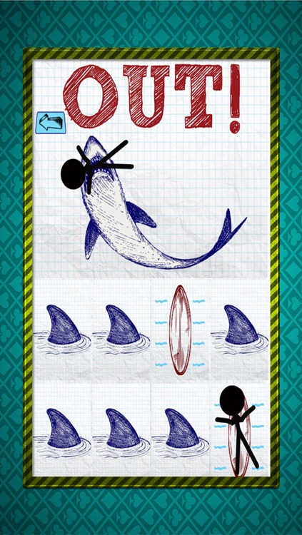 Stick-man Doodle Steps: Dont Step on The Shark Fins
