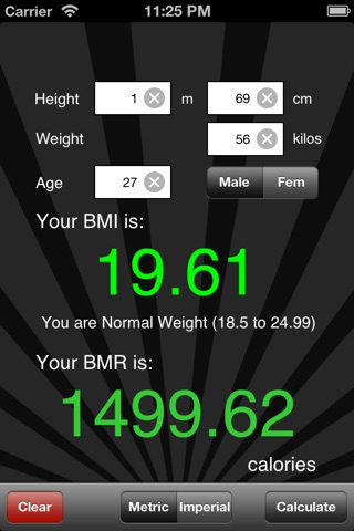 BMI / BMR Calculator screenshot 2