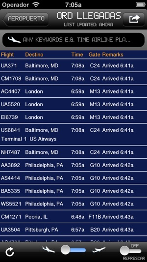 Chicago IL Airport - iPlane2 Flight Info