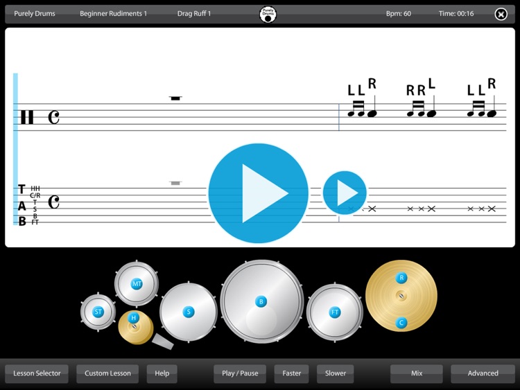 Drums - Learn Lessons & Practice Drumming Drum Skills Rhythm Training Teach Music Patterns Educational with Purely Sight Reading Metronome