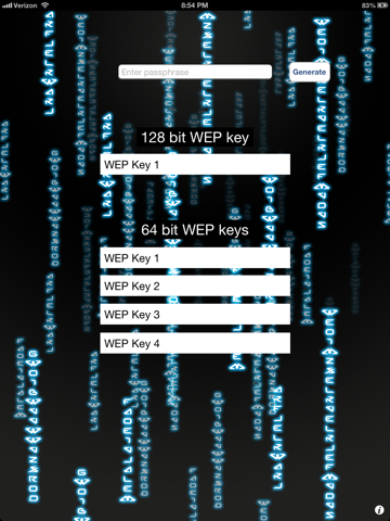 Скриншот из WEP Password Generator for WiFi Passwords