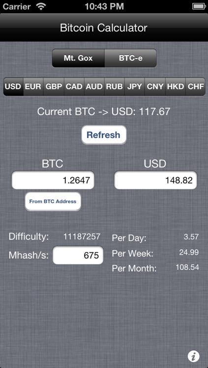 Bitcoin Calculator
