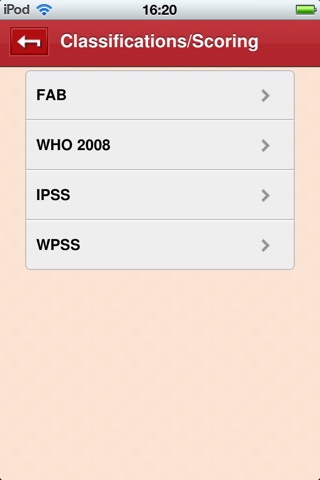 MDS Classification and Risk Stratification Tool screenshot 2