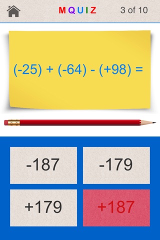 MQuiz Mixed Integer Addition and Subtraction screenshot 2