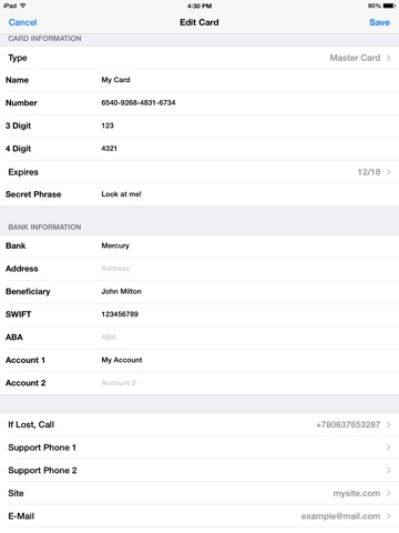 Credit Cards And Cheques Keeper With Backup iPad Credit Cards And Cheques Keeper With Backup iPad