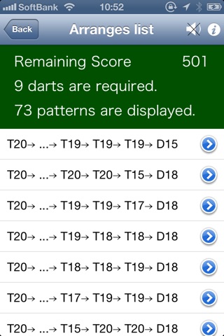 Darts 01 checkout calculator screenshot 2