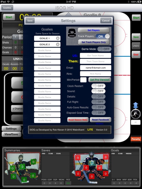 iSOG HD Lite Goalie & Player Stats Utility