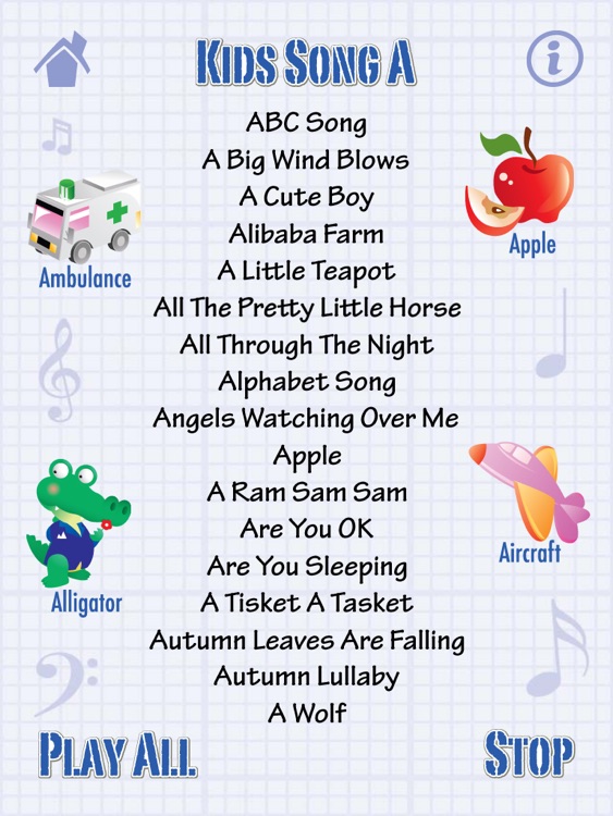 Kids Song A for iPad - Best Baby Learn English Words & Child Music App