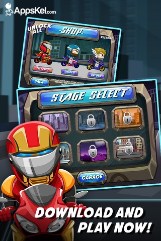 Comic Superhero Con-man Biker – Super Stunt of Steel Hero 2 Games PRO screenshot 4