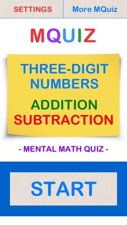 MQuiz Three-Digit Numbers Addition and Subtraction - Mental Math Quiz