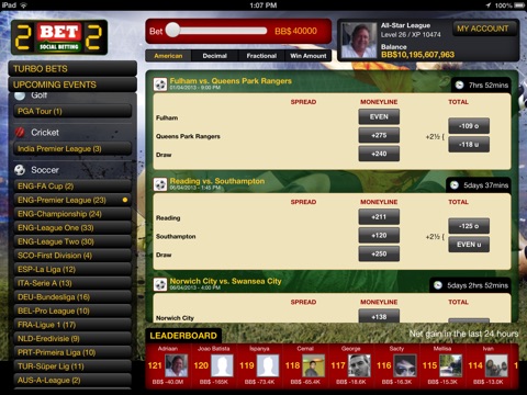 2BET2 Social Betting for iPad screenshot 2