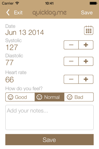 Blood Pressure Tracker QuickLog.me screenshot 4