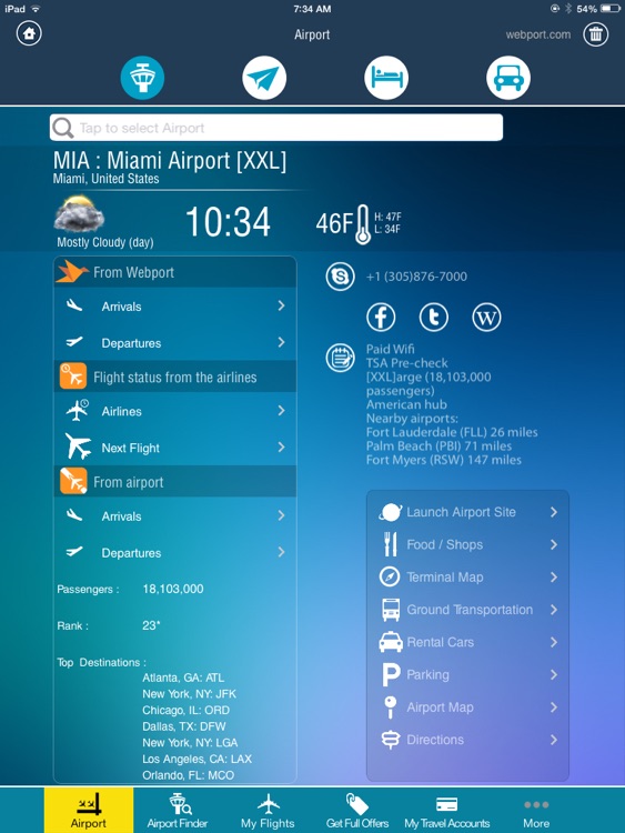 Miami Airport + Flight Tracker HD MIA FLL PBI