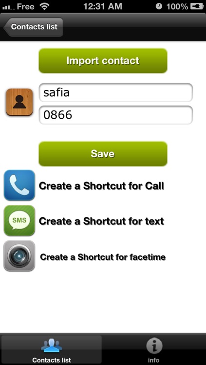 homescreen contact : one touch speed dialer