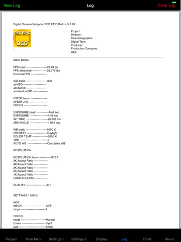 Digital Camera Setup RED EPIC screenshot 4