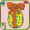 Livre de coloriages de Pâques pour les enfants avec des oeufs, des lapins, des cloches, des poules et des poussins