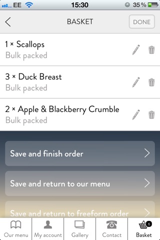 Bon Soirée menu app screenshot 3