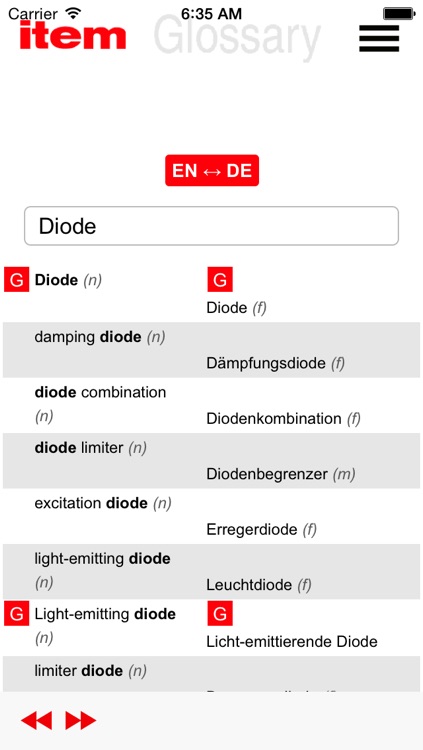 The item Glossary for mechanical engineering