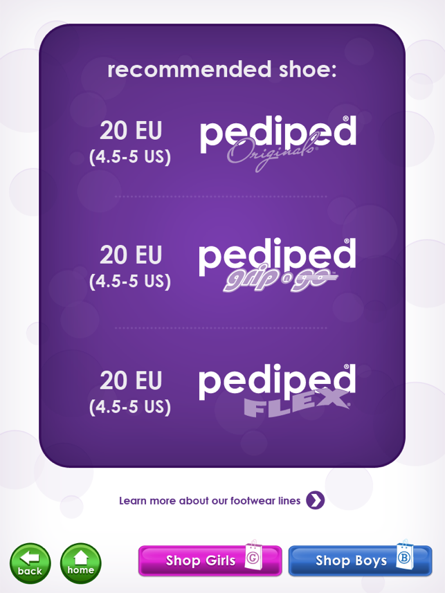 Pediped Size Chart