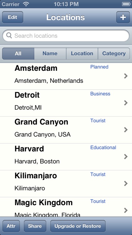 Locations List for Google Maps