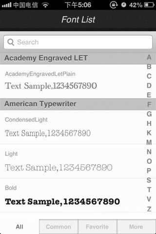 Font List - UI设计必备工具 screenshot 2