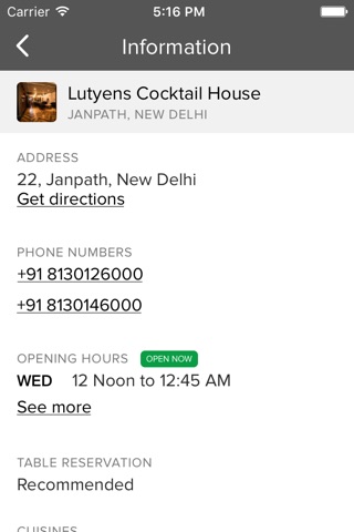 Lutyens Cocktail House screenshot 4