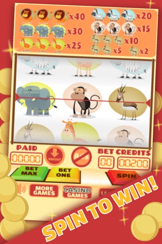 Animal Safari Slot Machine with Prize Wheel Bonus: Spin To Win! screenshot 2