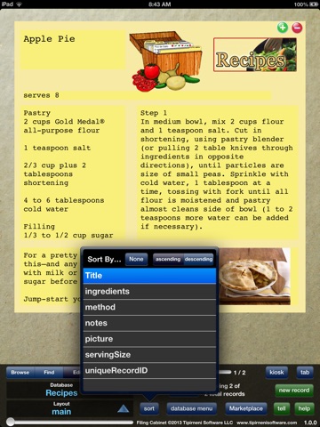 Filing Cabinet Free - mobile database screenshot 3