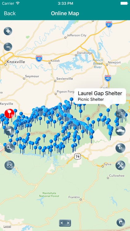 Great Smoky Mountains National Park Map, NC,TN