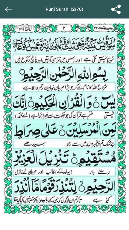 Punj Surah with Urdu Translation