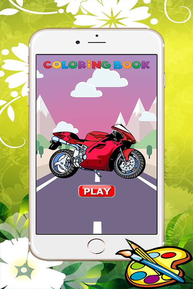 Motorcycle Coloring Book For Kids - Games Drawing and Painting For learning screenshot 2