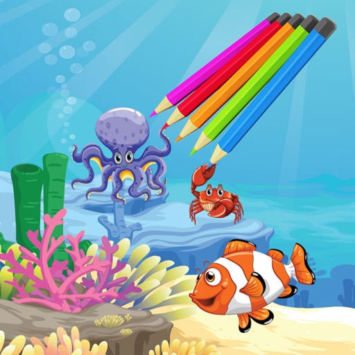 Sea Animals Kids Coloring Book - Educational Learning Games For Kids And Toddler iOS App