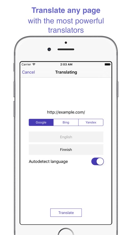 ReTranslator - translating web pages and extension for Safari