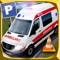 Start now to learn how to drive an ambulance truck and park it in front of a large urban hospital parking 3D