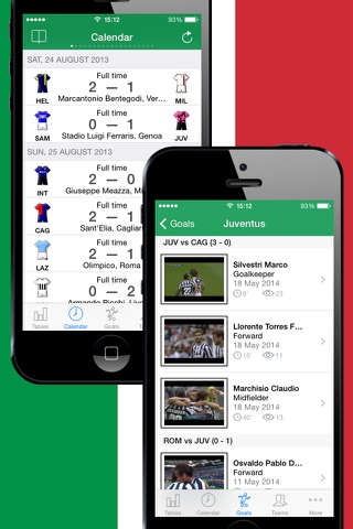 Скриншот из Football Scores Italian 2013-2014 Standing Video of goals Lineups Top Scorers Teams info