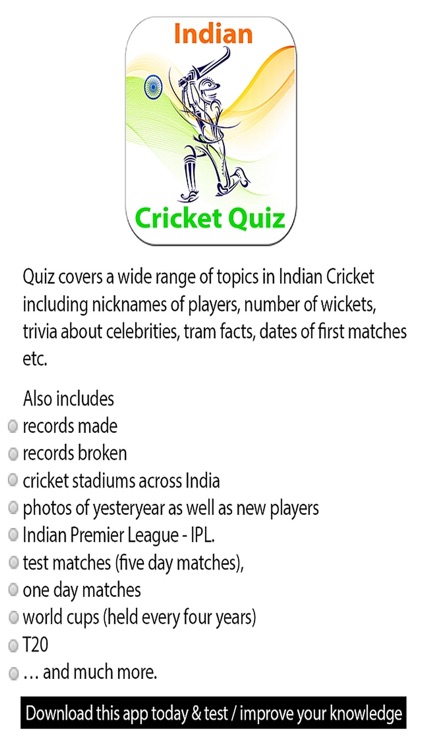 Indian Cricket Trivia Quiz +