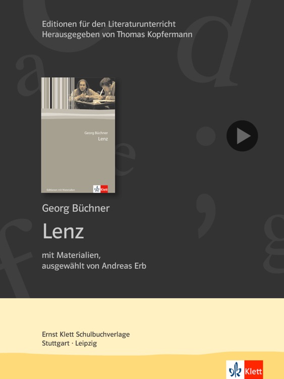 Lenz -  Edition.Hörbuch  Deutsch-Lektüren zum Lesen und Hören von Klett für Oberstufe und Abitur mit Zusatzmaterialien