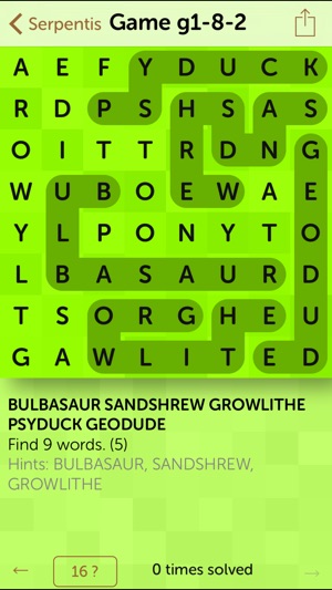 Serpentis: Word puzzle for Pokémon names