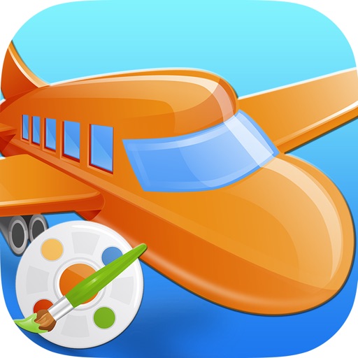Vehicles Airplanes Trains Coloring Book : Kids Easy Paint Fun Drawing Games Icon