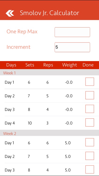 Smolov Squat Calculator