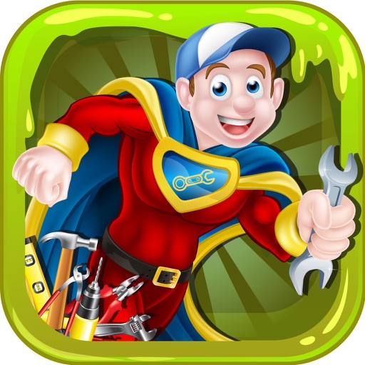 Plumber Pipe Repair – Little repairman fix the house sanitary pipes Icon