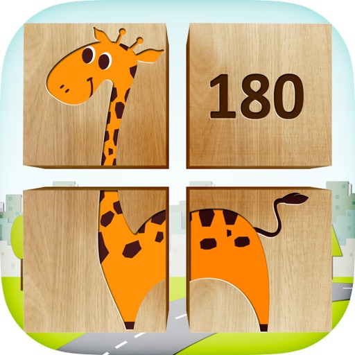 180 Kids Puzzle blocks game – 3D educational app with preschool children learning first words and pronunciations Icon