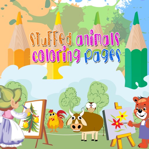 Stuffed animals painting coloring books for adults and kids iOS App